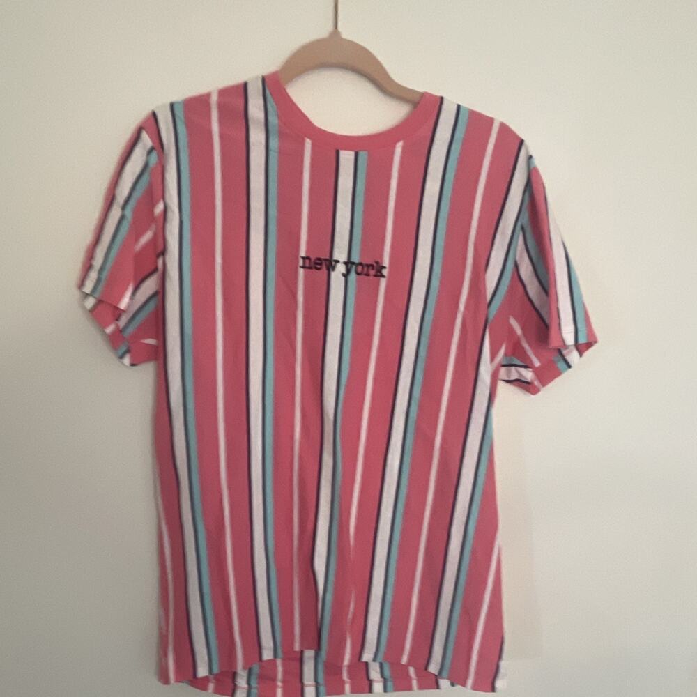 San Francisco Striped Embroidered New York Crew Neck Men’s T-Shirt M